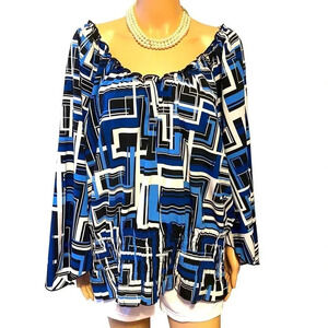 Fashion Bug Stretch Off Shoulder Boho Beach Summer Blouse Women Plus Size 3X